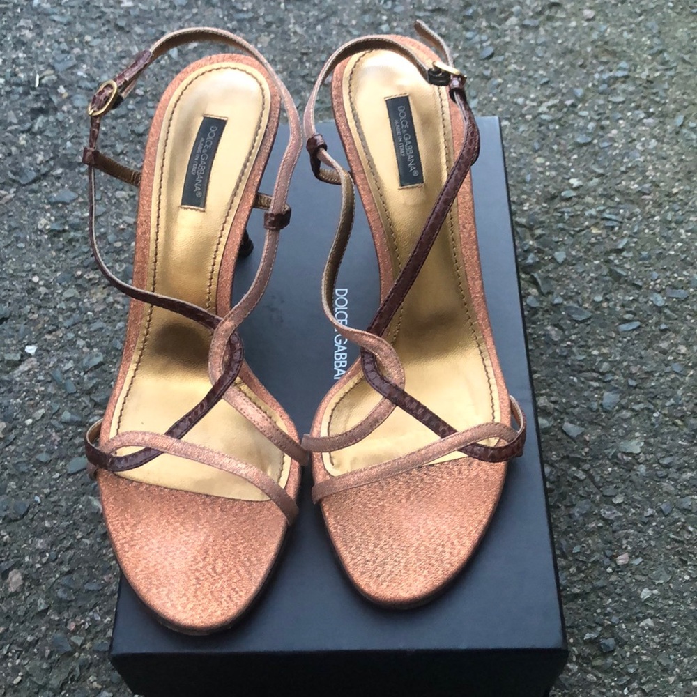 Dolce & Gabbana Tessuto Ayers Laminato Bronzo Size 40.5 EU